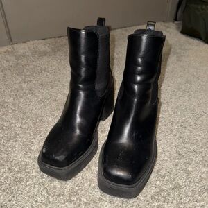 Boots Black Chunky Platform Chelsea Booties